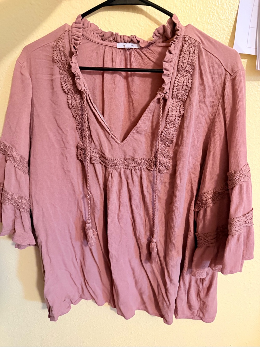 Maurices Dusty Rose Boho Crochet top
